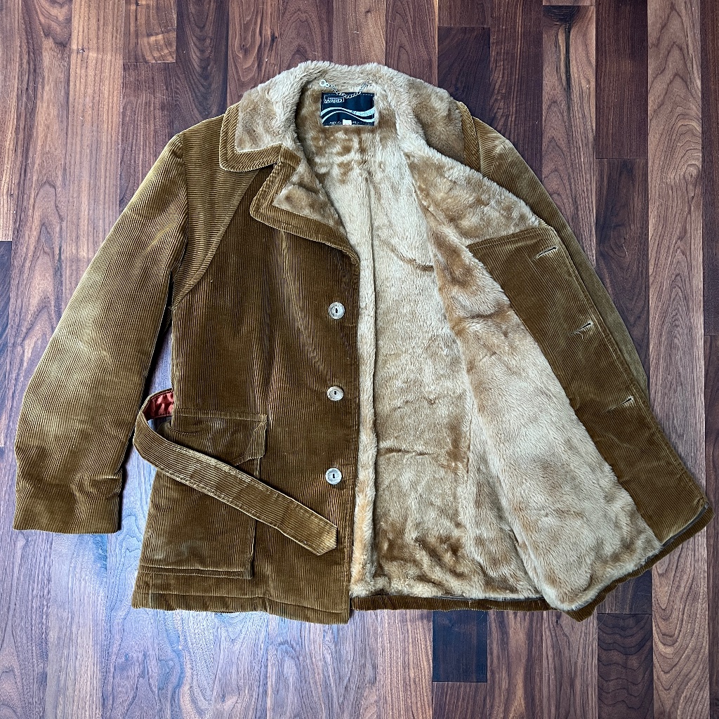 【70s】Euro Vintage Corduroy Coat フランス製 Retro 70s John Weitz Corduroy Coat - Warm Borg Pile Lining